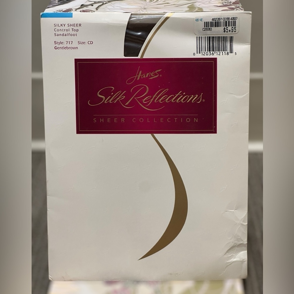 Vintage 1996 Hanes‎ Silk Reflections Sheer Control Top Pantyhose CD Gentle Brown